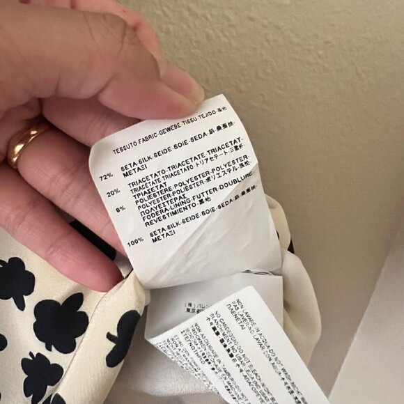 Balenciaga Paris White Silk Blend Clover Print Cowl Neck Mini Dress 36 / US 6  - Picture 7 of 9